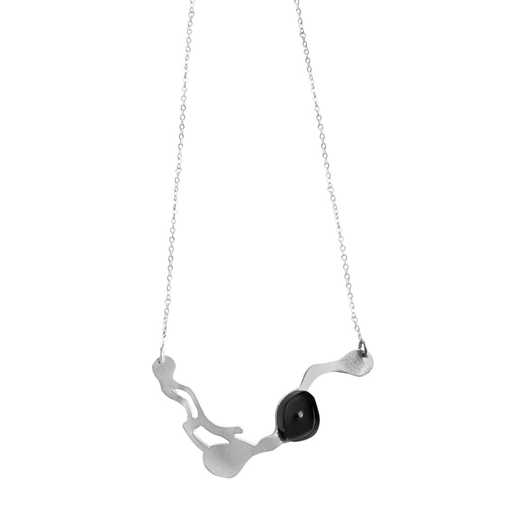 Seaweed Collar Necklace in Brushed Silver - Denisa Piatti Jewellery