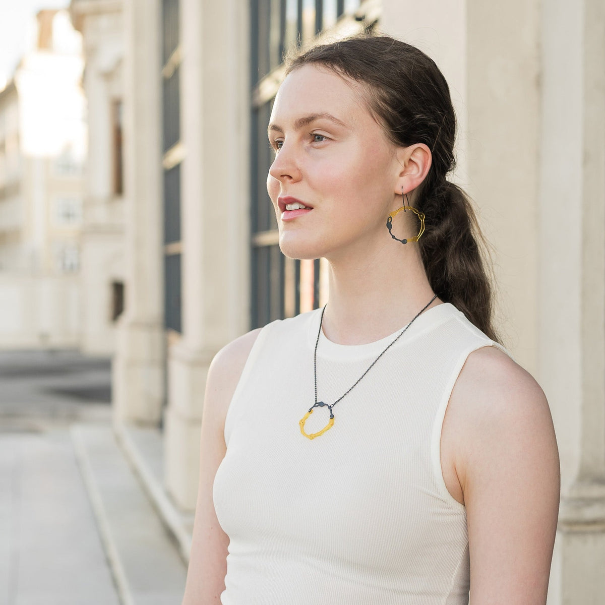 Kelp Hanging Earrings in Oxidized Silver - Denisa Piatti Jewellery