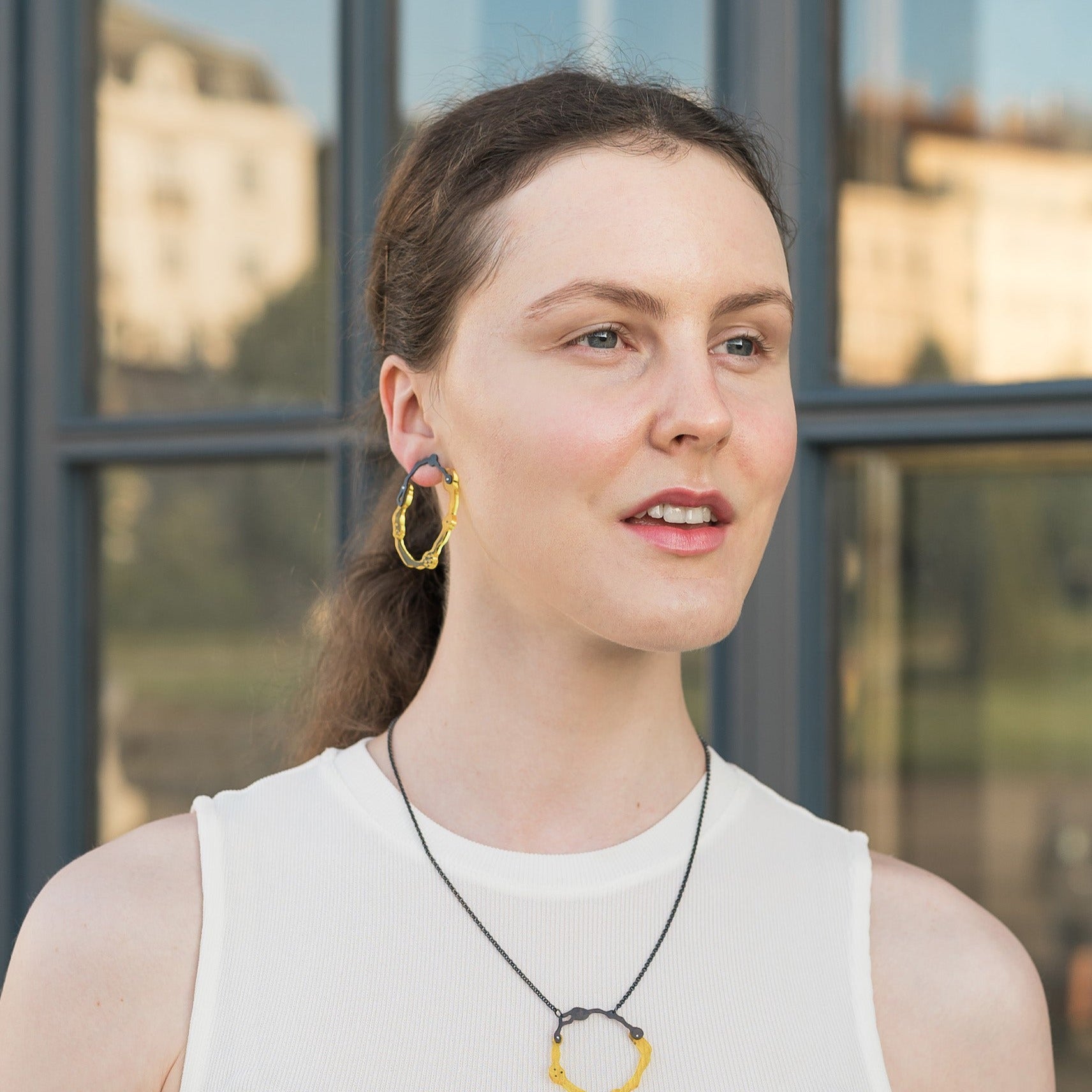 Kelp Post Earrings in Oxidized Silver - Denisa Piatti Jewellery