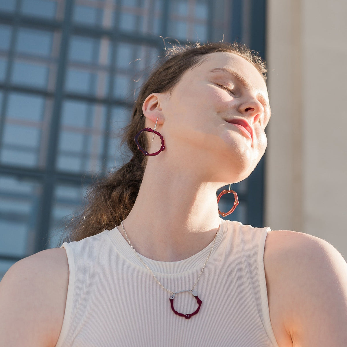 Large Komu Hanging Earrings in Acrylic - Denisa Piatti Jewellery