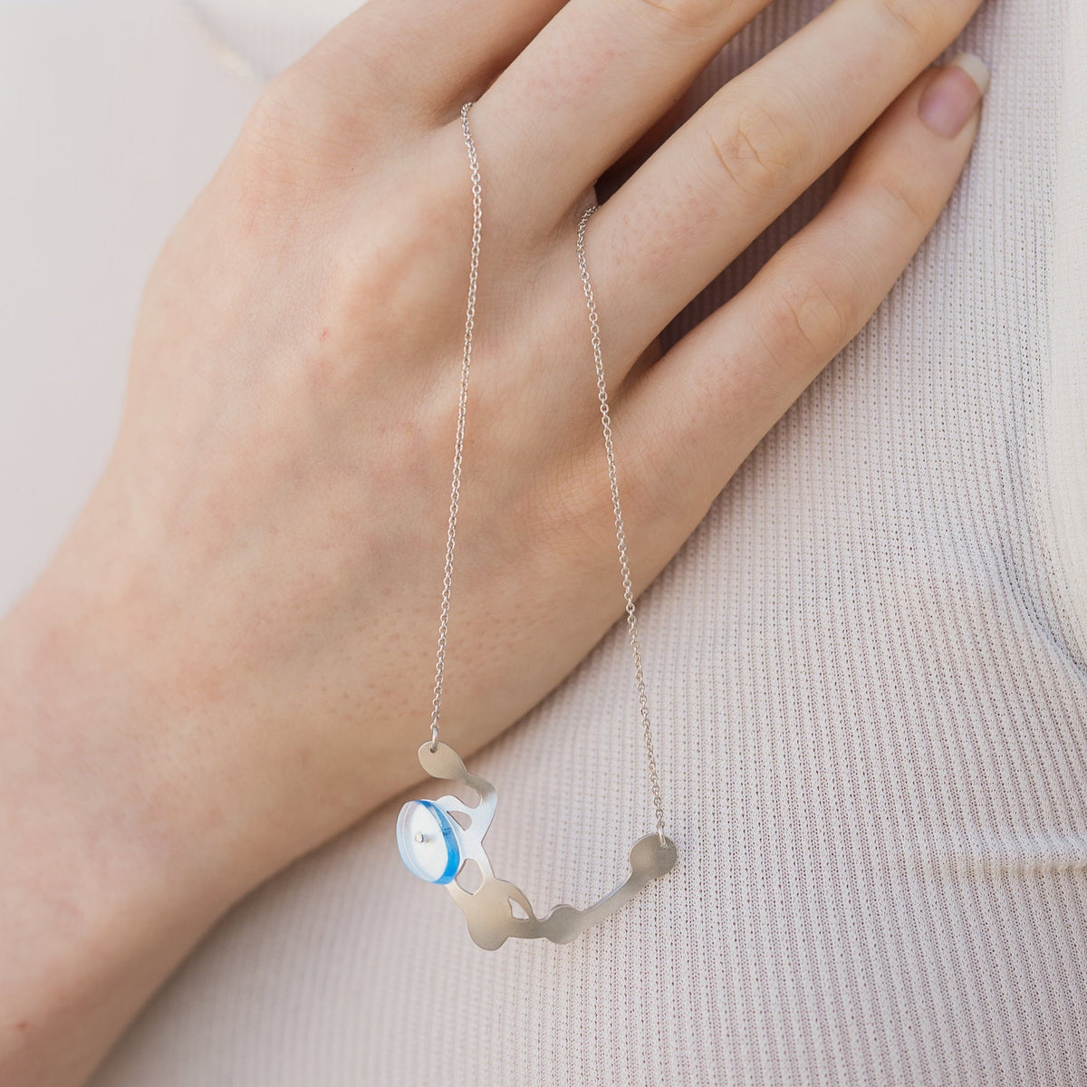 Wakame Necklace in Brushed Silver - Denisa Piatti Jewellery