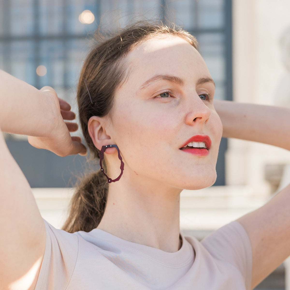 Large Oval Komu Post Earrings - Denisa Piatti Jewellery