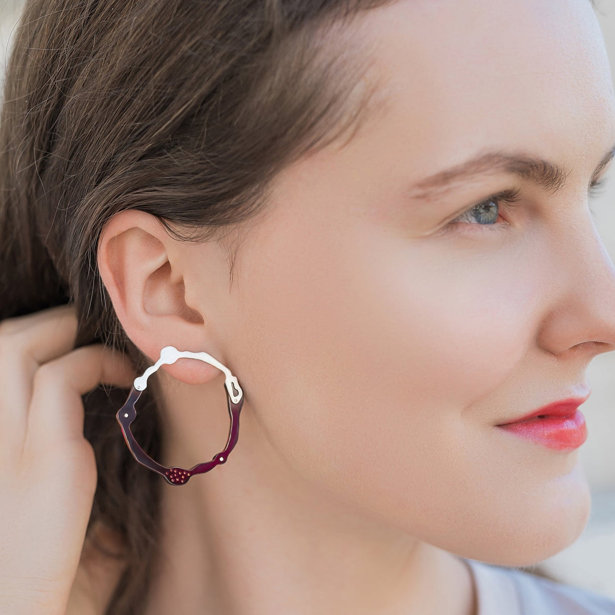 Kelp Post Earrings in Brushed Silver - Denisa Piatti Jewellery