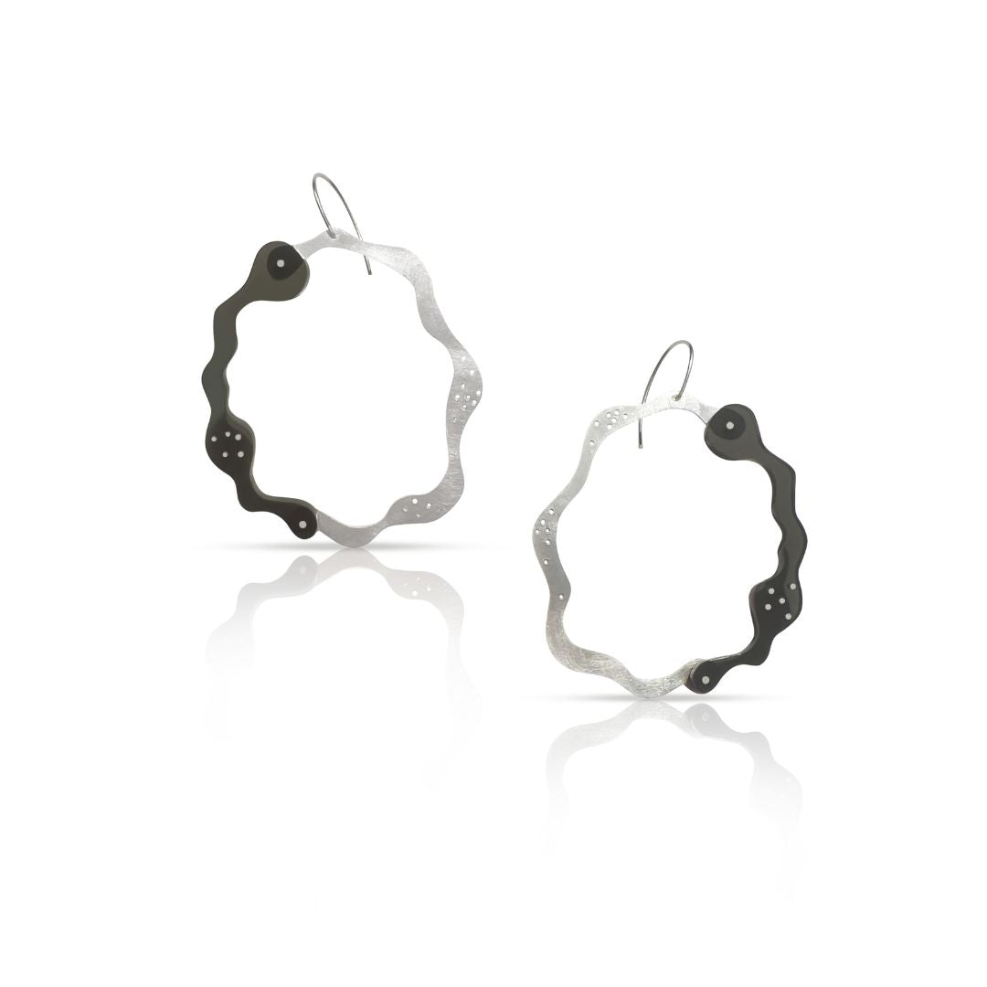 Anori Hanging Earrings in Brushed Silver - Denisa Piatti Jewellery
