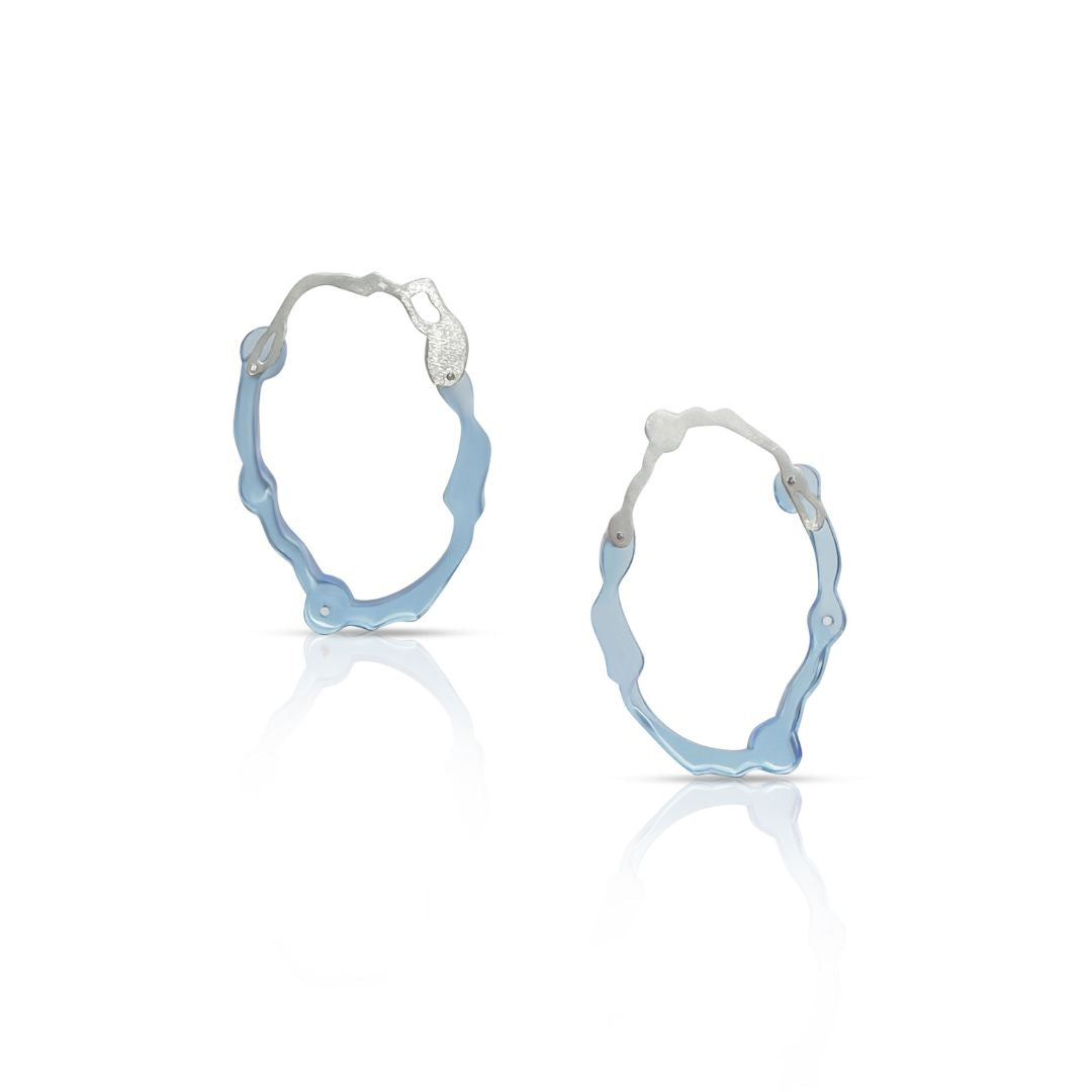 Kelp Oval Post Earrings in Brushed Silver - Denisa Piatti Jewellery