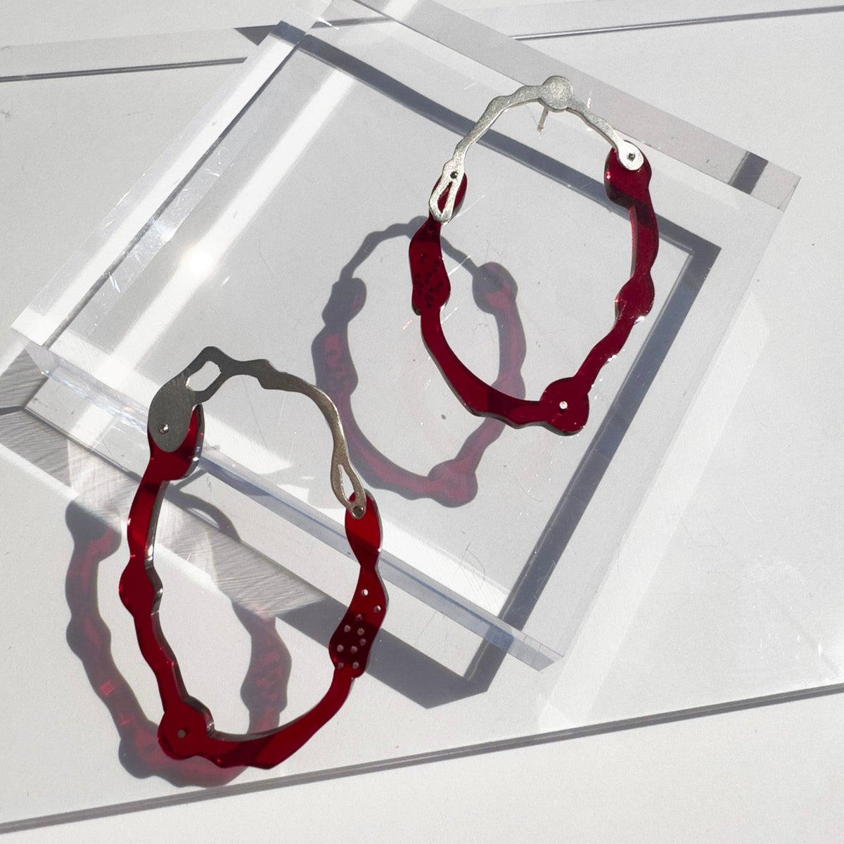 Kelp Oval Post Earrings in Brushed Silver - Denisa Piatti Jewellery