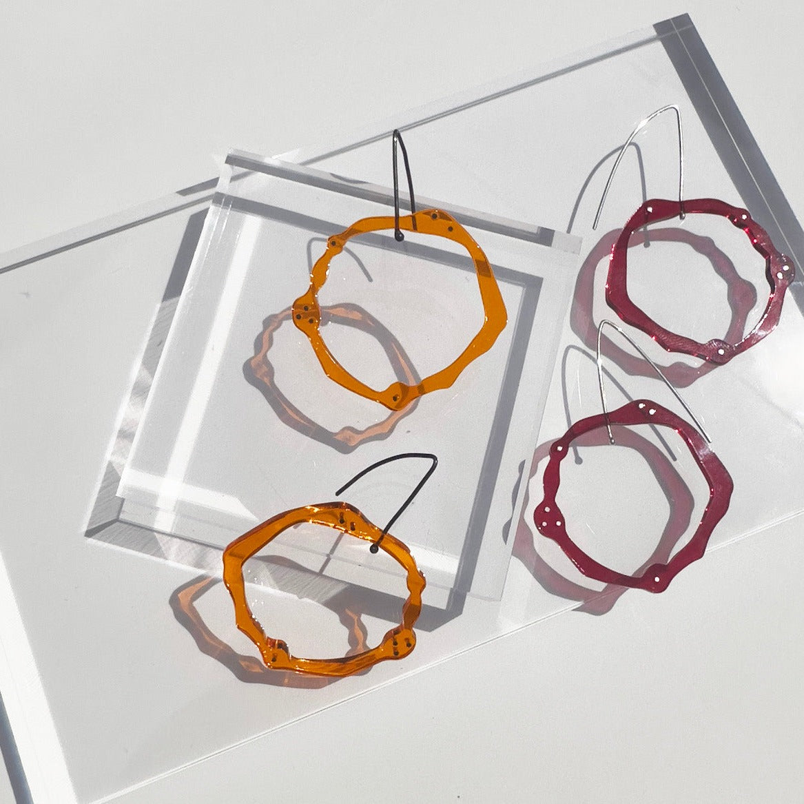 Large Komu Hanging Earrings in Acrylic - Denisa Piatti Jewellery