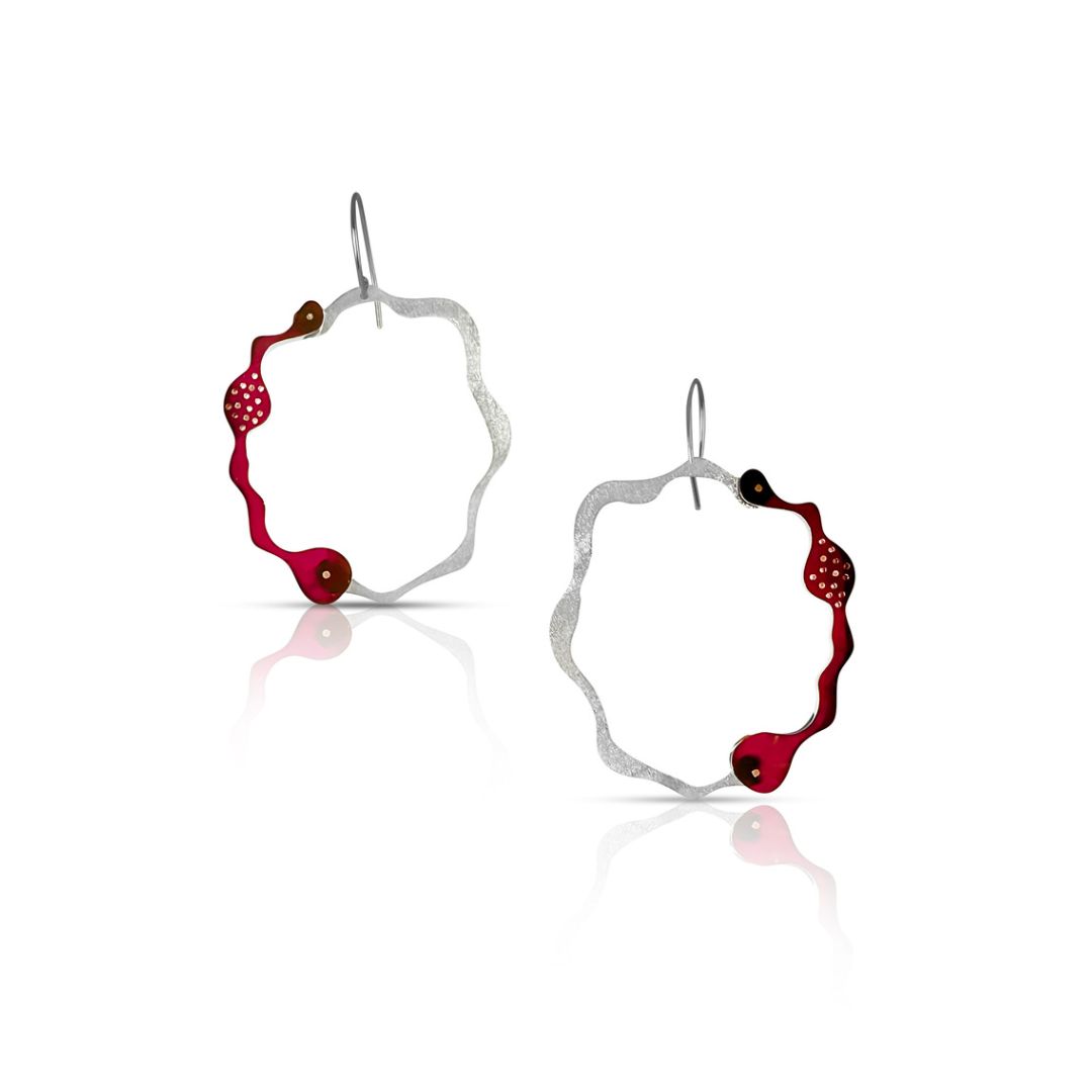Anori Hanging Earrings in Brushed Silver - Denisa Piatti Jewellery