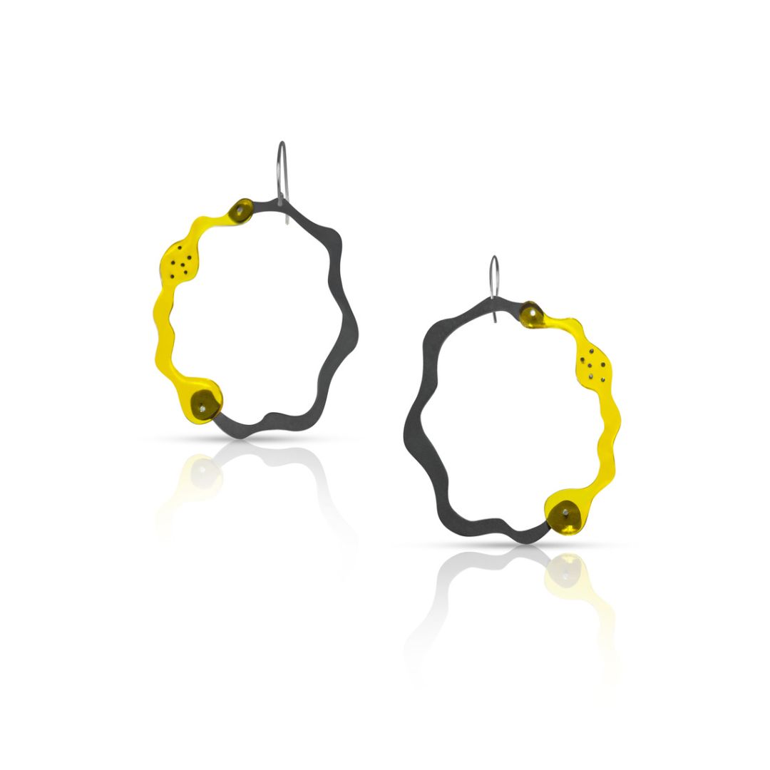 Anori Hanging Earrings in Oxidized Silver - Denisa Piatti Jewellery