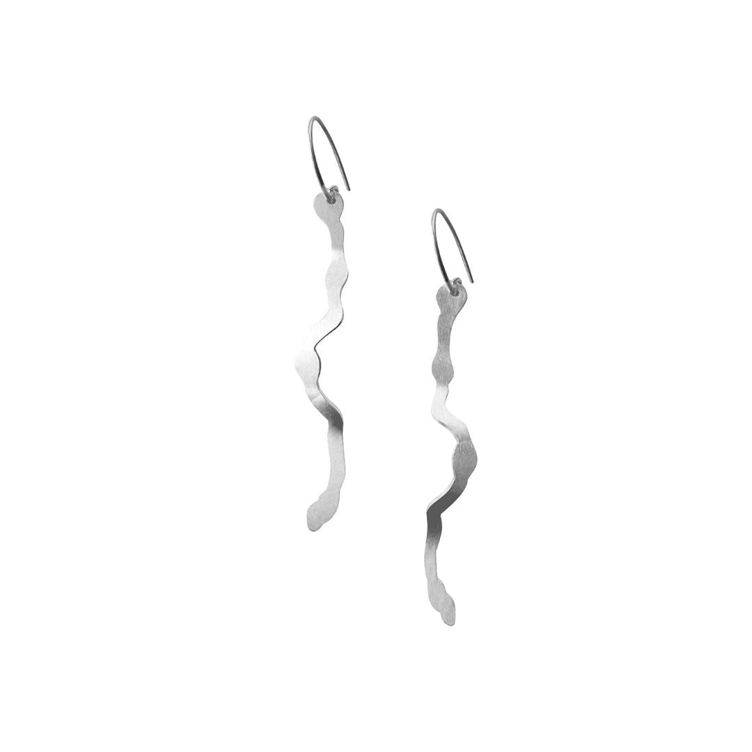 Sea Grass Earrings in Brushed Silver - Denisa Piatti Jewellery