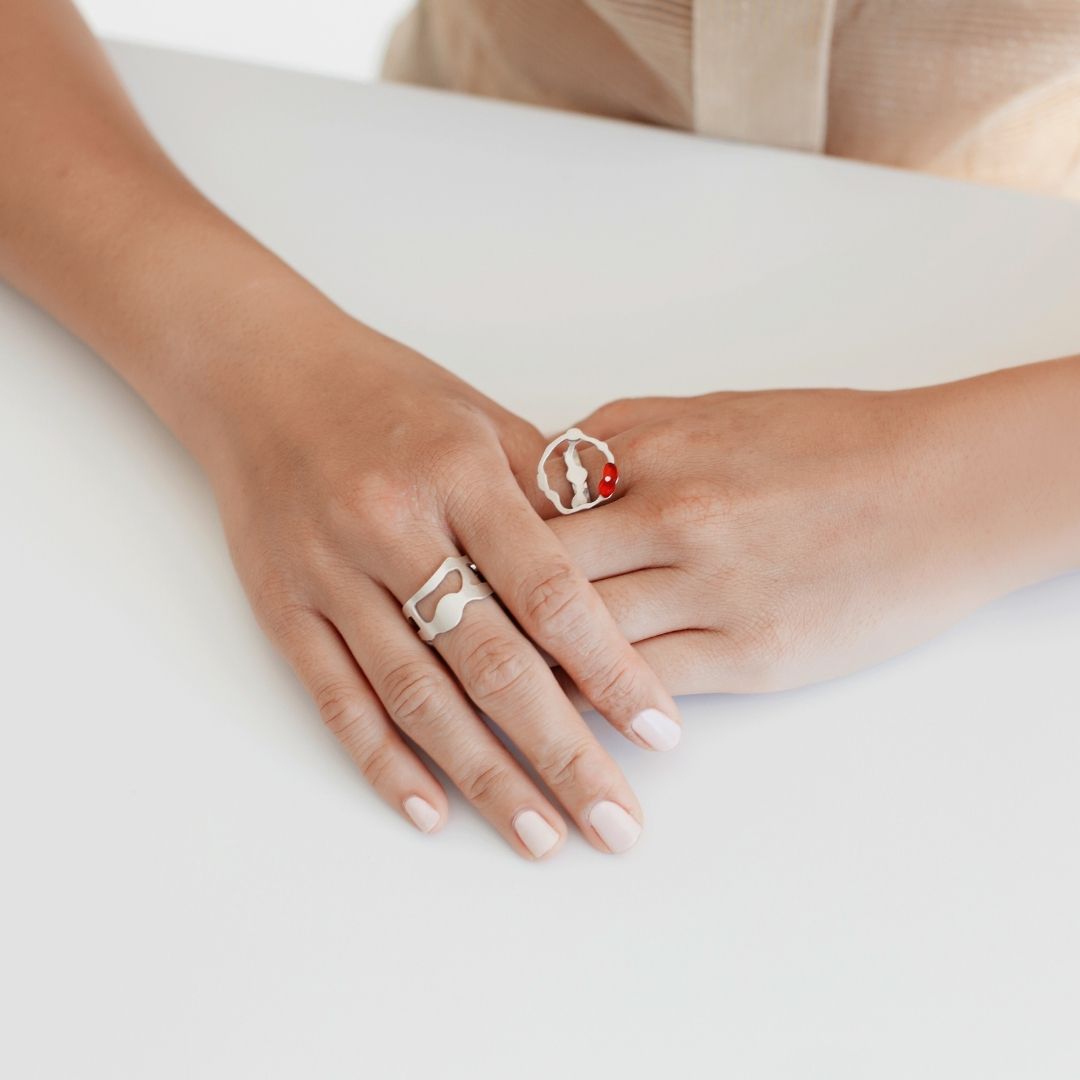 Silver Arame Ring and Cluster Seaweed Ring