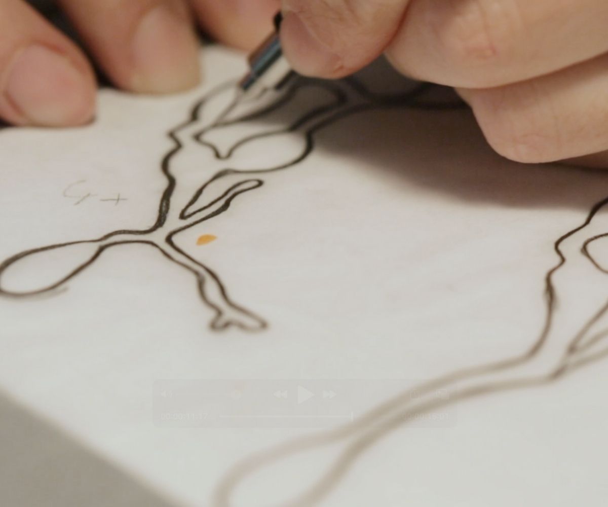 Denisa Piatti is sketching a design for a piece from the Seaweed Collection