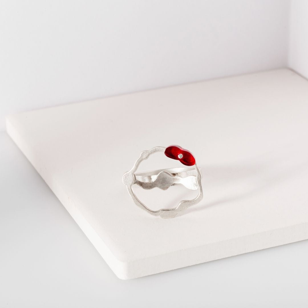 Cluster Seaweed Ring in Brushed Silver - Denisa Piatti Jewellery