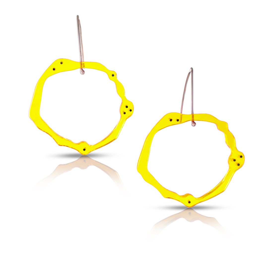 Large Komu Hanging Earrings in Acrylic - Denisa Piatti Jewellery