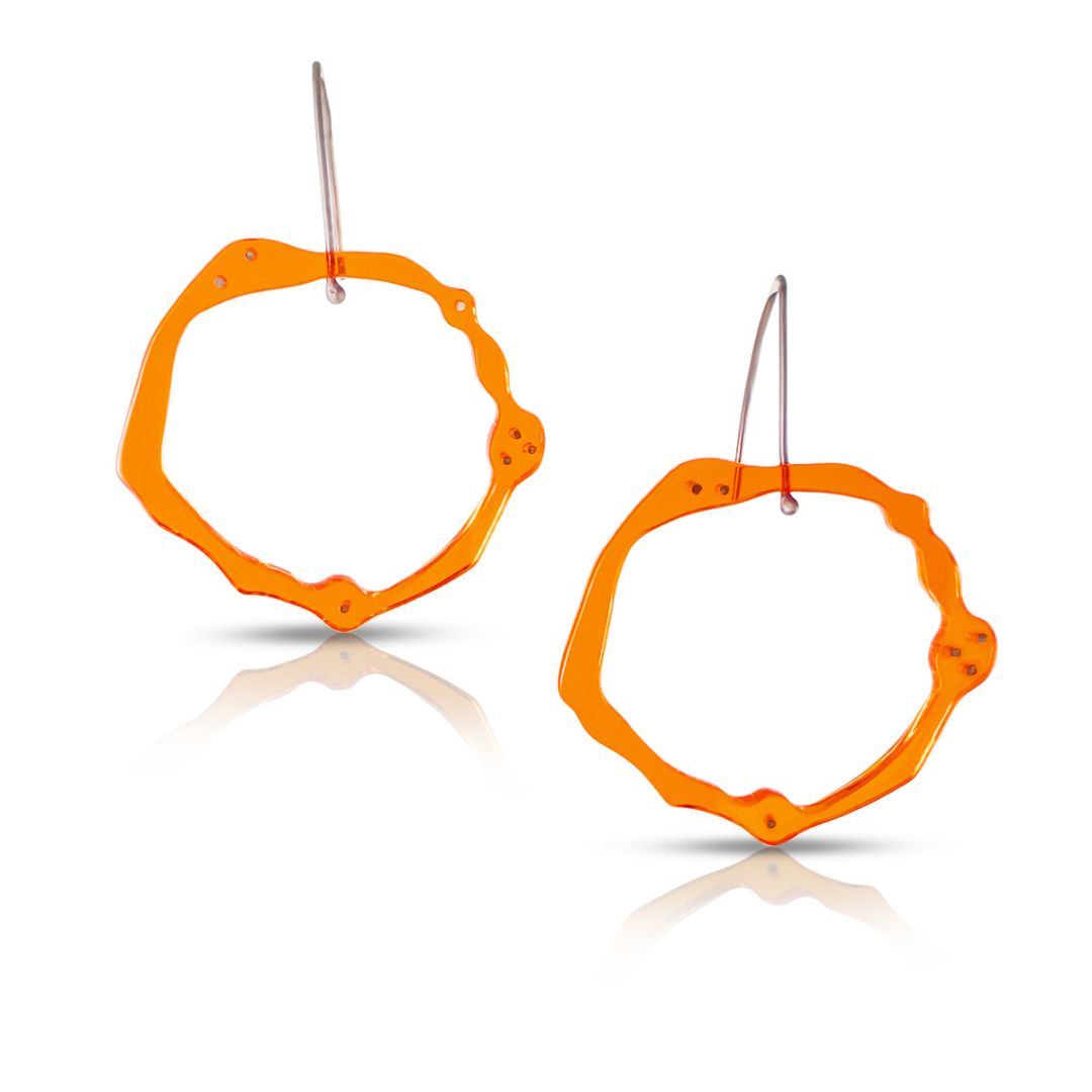 Large Komu Hanging Earrings in Acrylic - Denisa Piatti Jewellery