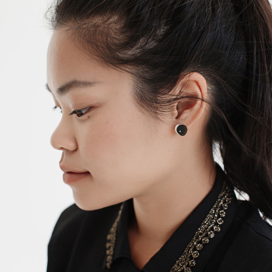 Mini Sea Oak Studs in Brushed Silver - Denisa Piatti Jewellery