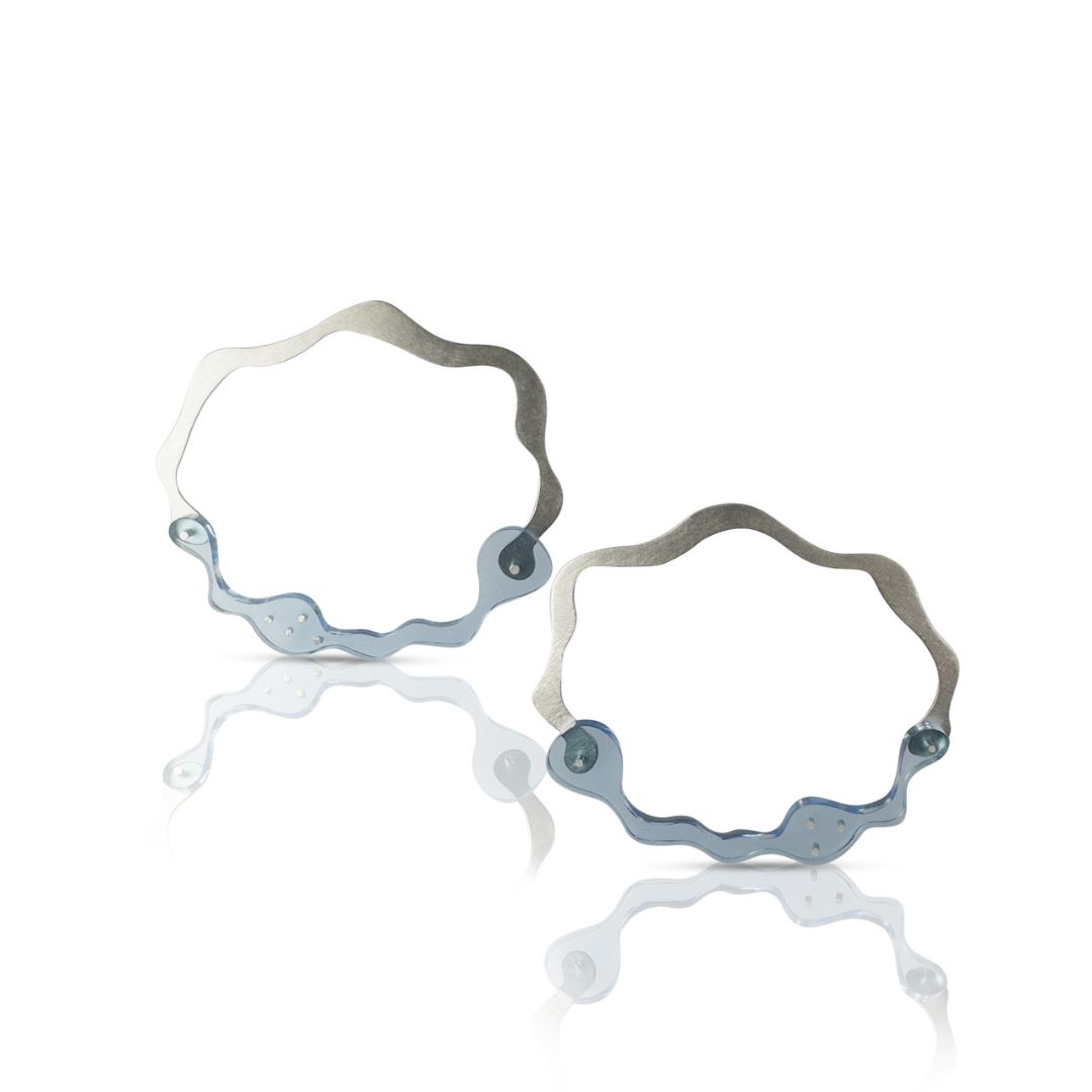 Anori Post Earrings in Brushed Silver - Denisa Piatti Jewellery