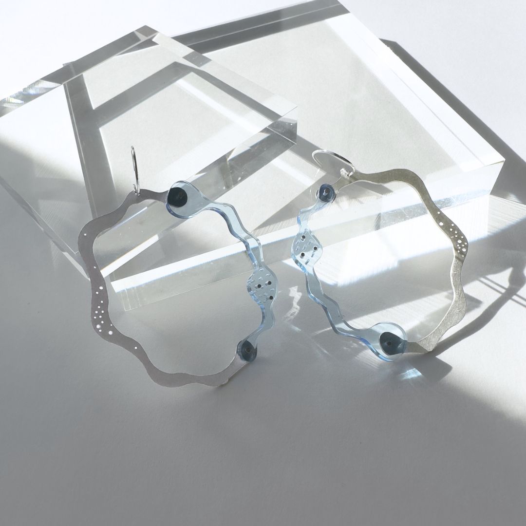 Anori Hanging Earrings in Brushed Silver - Denisa Piatti Jewellery