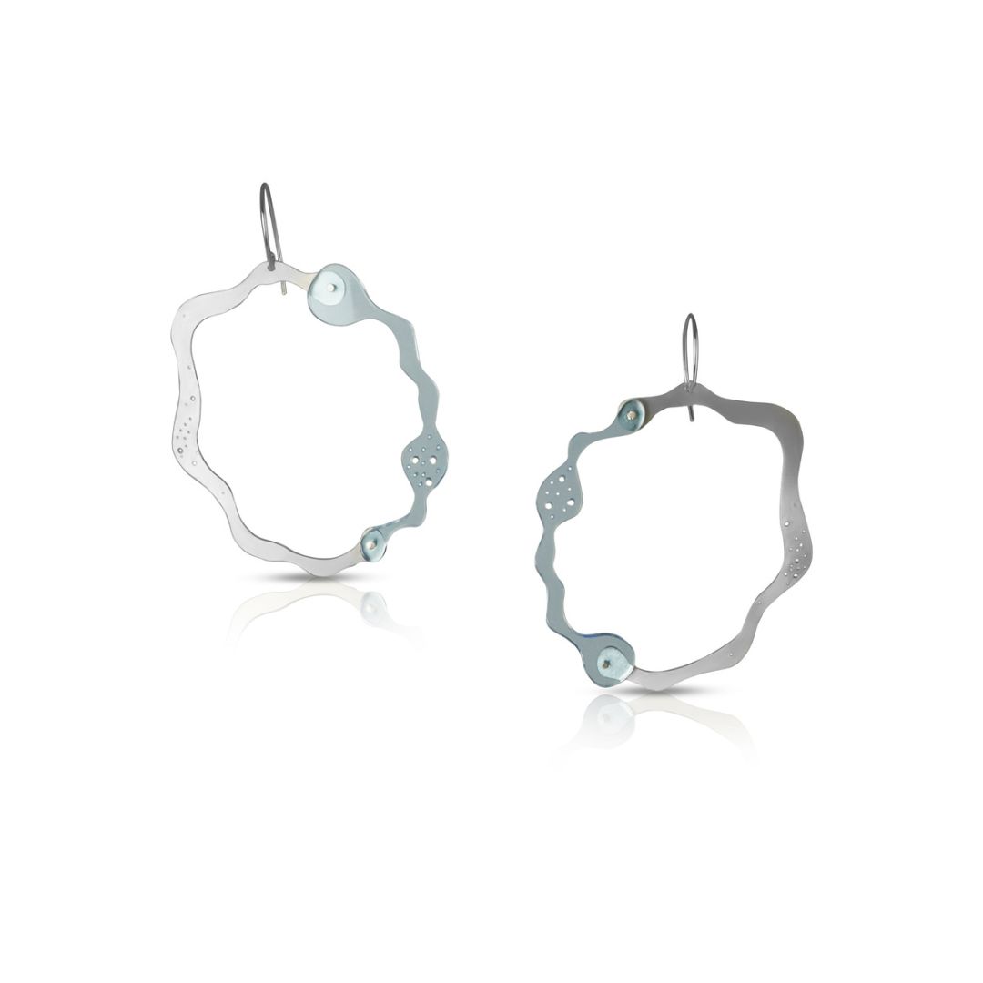 Anori Hanging Earrings in Brushed Silver - Denisa Piatti Jewellery