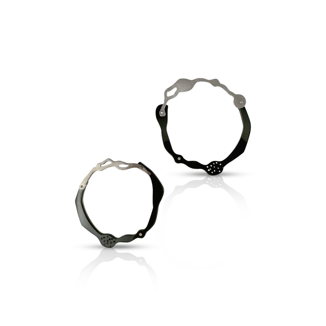Kelp Post Earrings in Brushed Silver - Denisa Piatti Jewellery