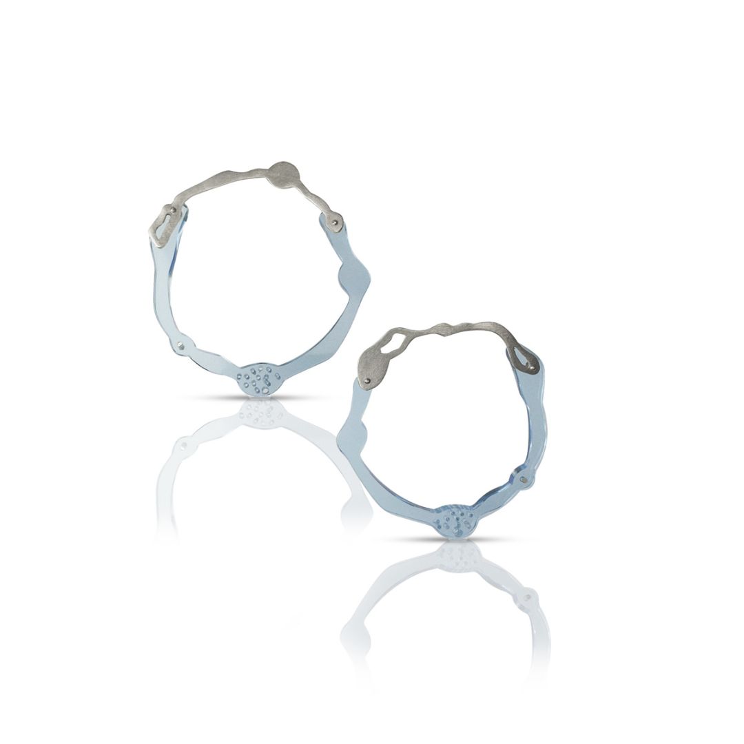 Kelp Post Earrings in Brushed Silver - Denisa Piatti Jewellery