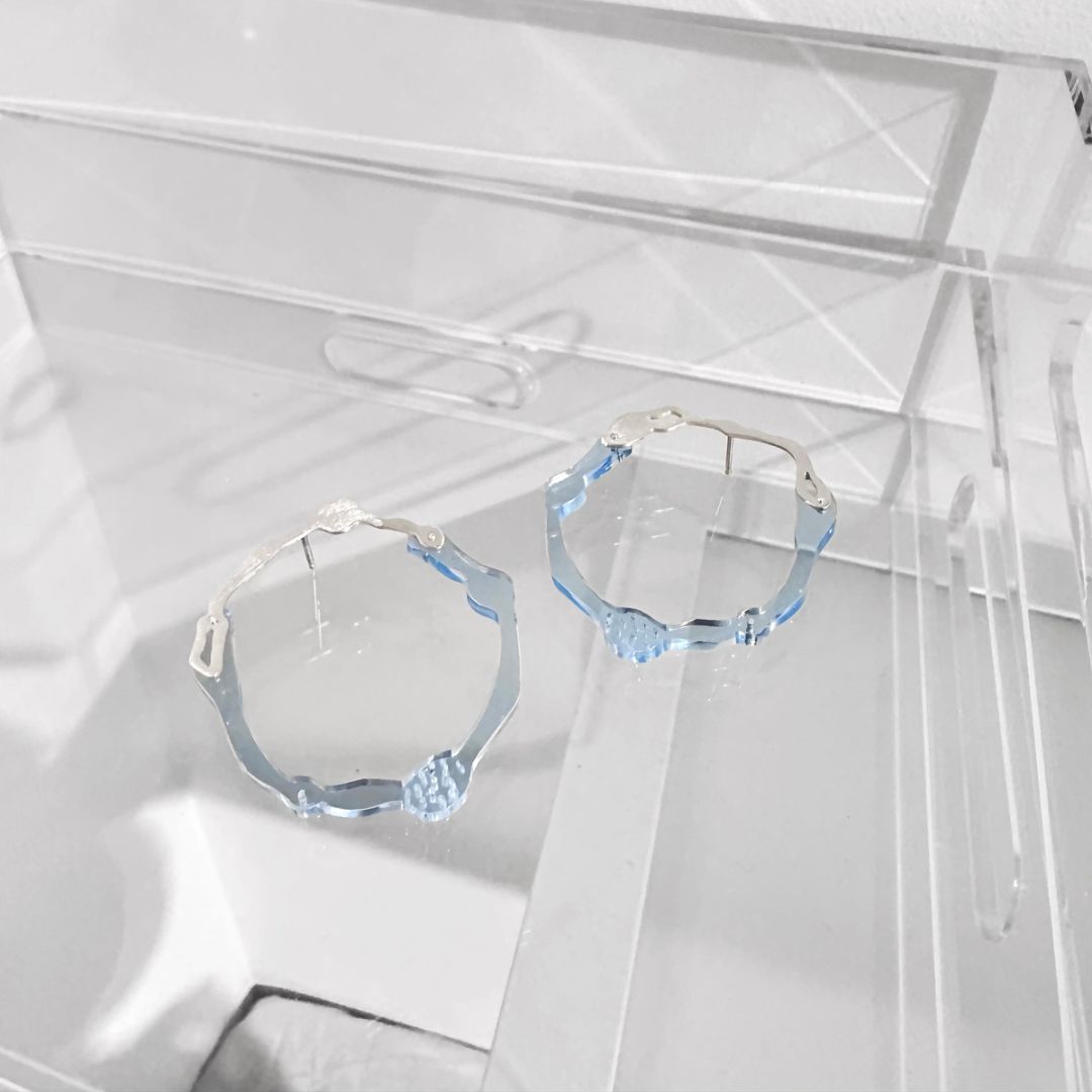 Kelp Post Earrings in Brushed Silver - Denisa Piatti Jewellery