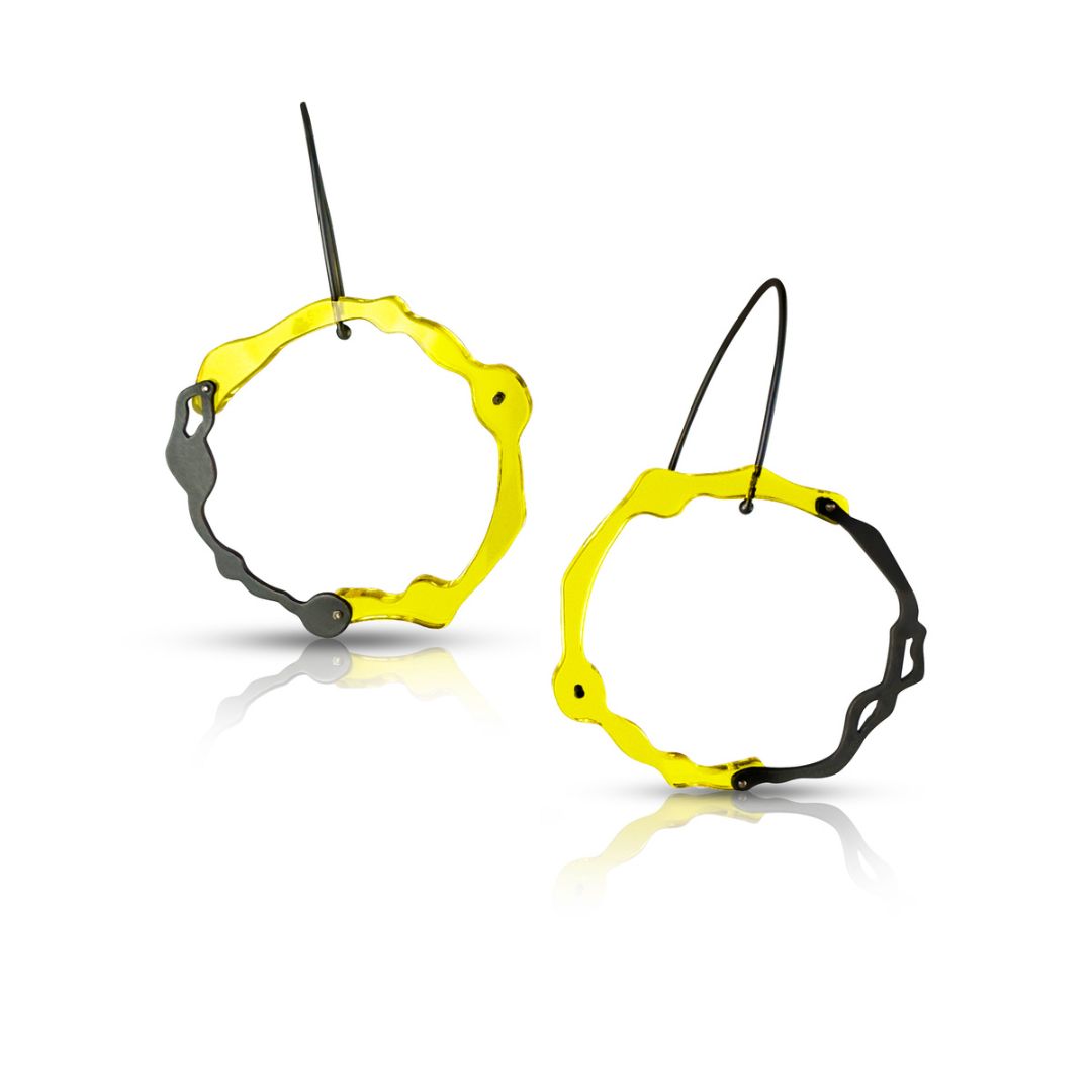 Kelp Hanging Earrings in Oxidized Silver - Denisa Piatti Jewellery