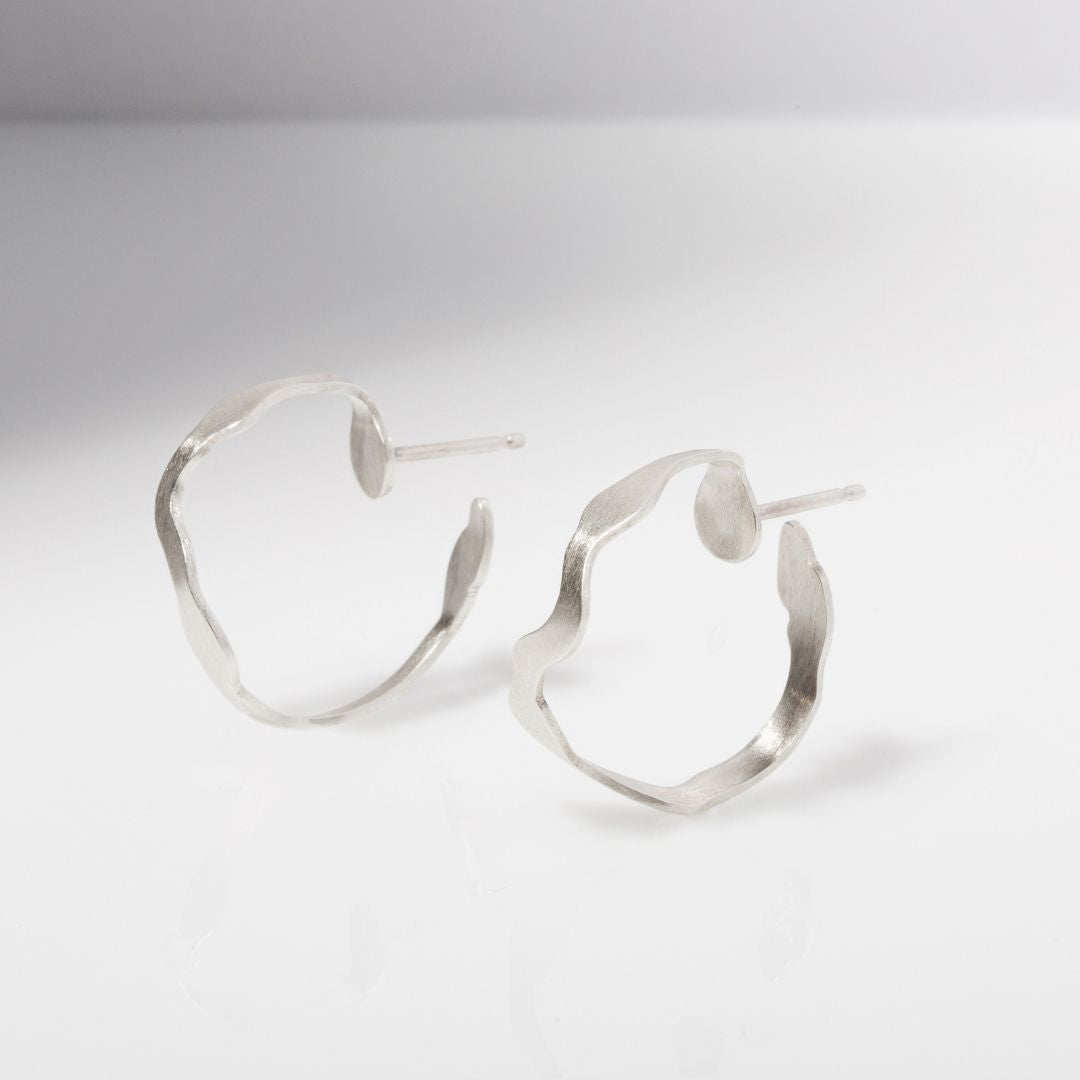 Dulse Hoops in Brushed Silver - Denisa Piatti Jewellery