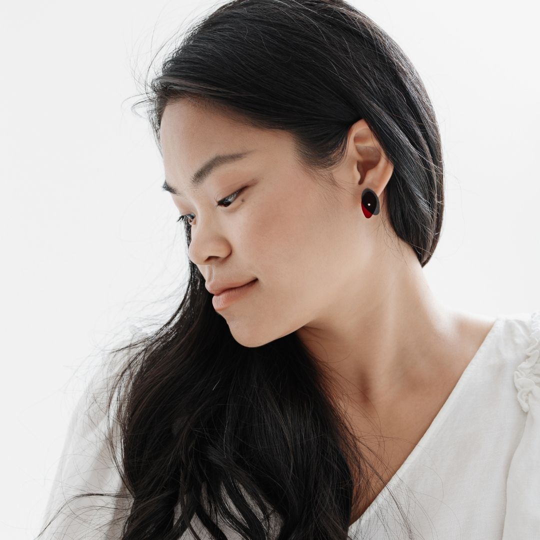 Maxi Sea Oak Studs in Oxidized Silver - Denisa Piatti Jewellery