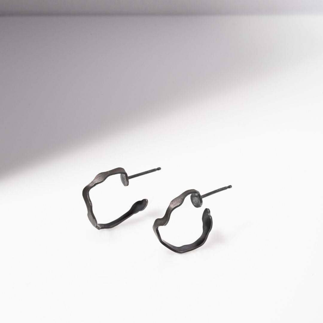 Dulse Hoops in Oxidized Silver - Denisa Piatti Jewellery
