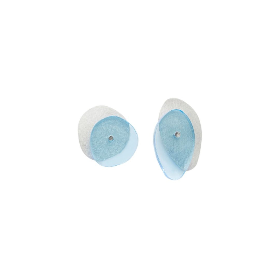 Maxi Sea Oak Studs in Brushed Silver - Denisa Piatti Jewellery