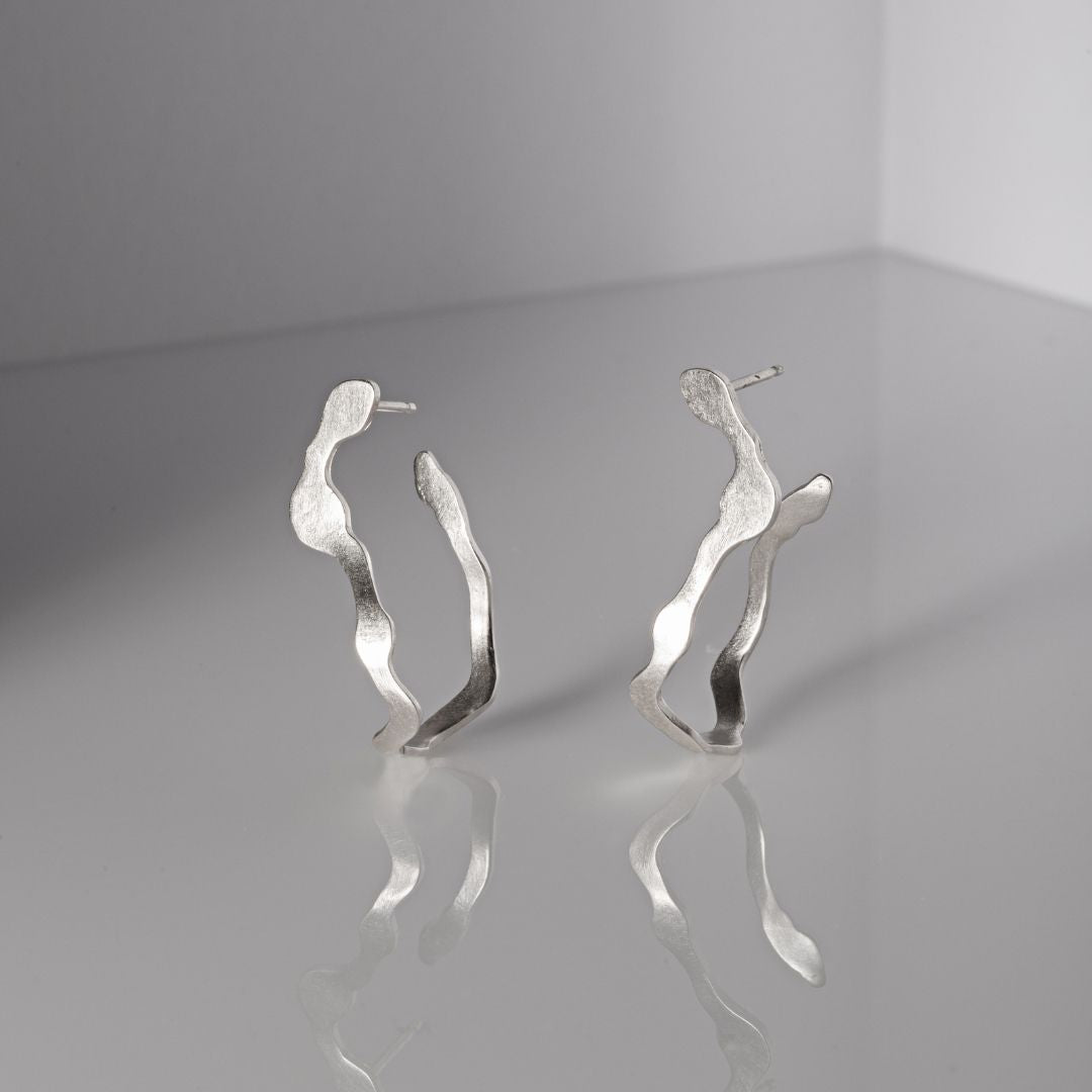 Dulse Earrings in Brushed Silver - Denisa Piatti Jewellery