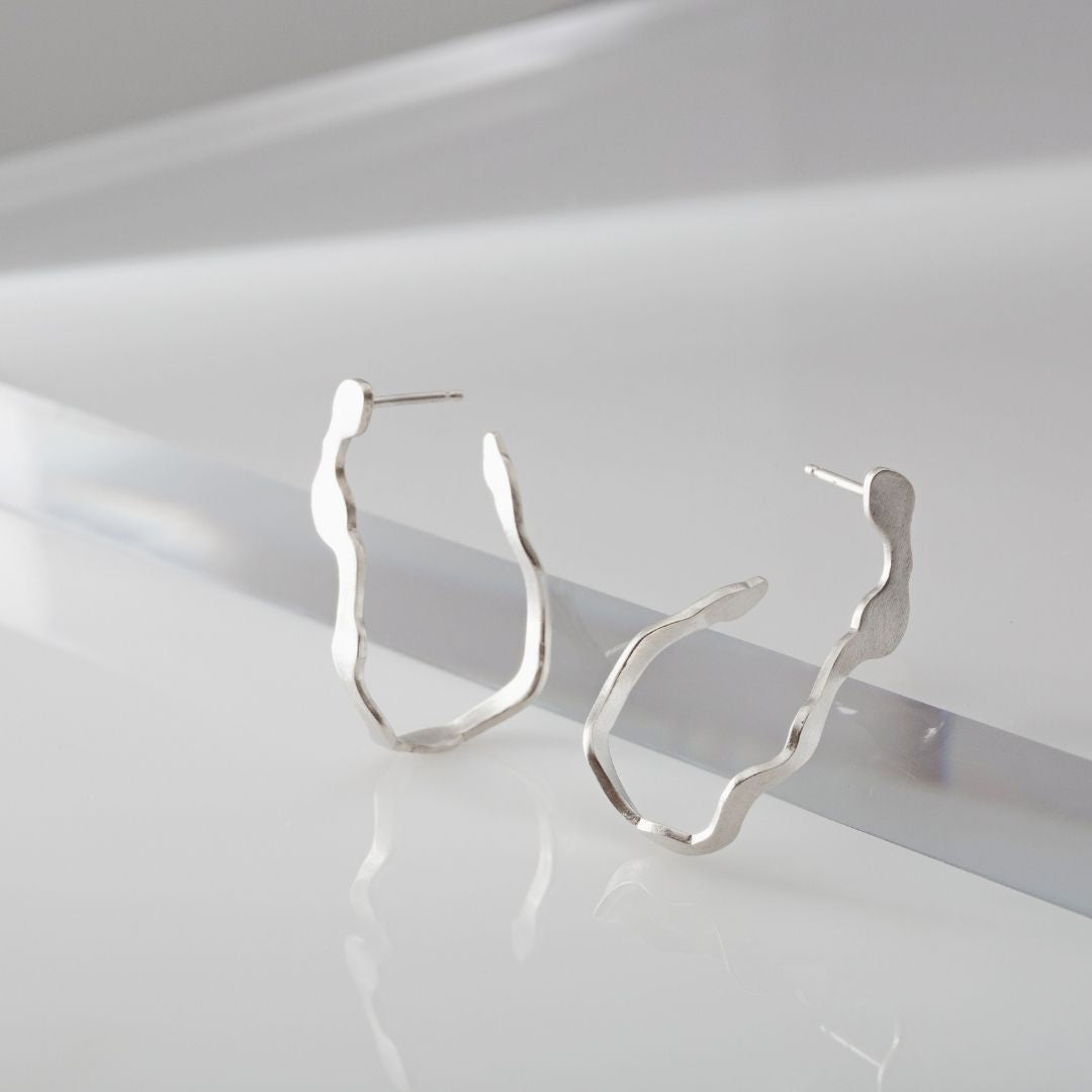 Dulse Earrings in Brushed Silver - Denisa Piatti Jewellery