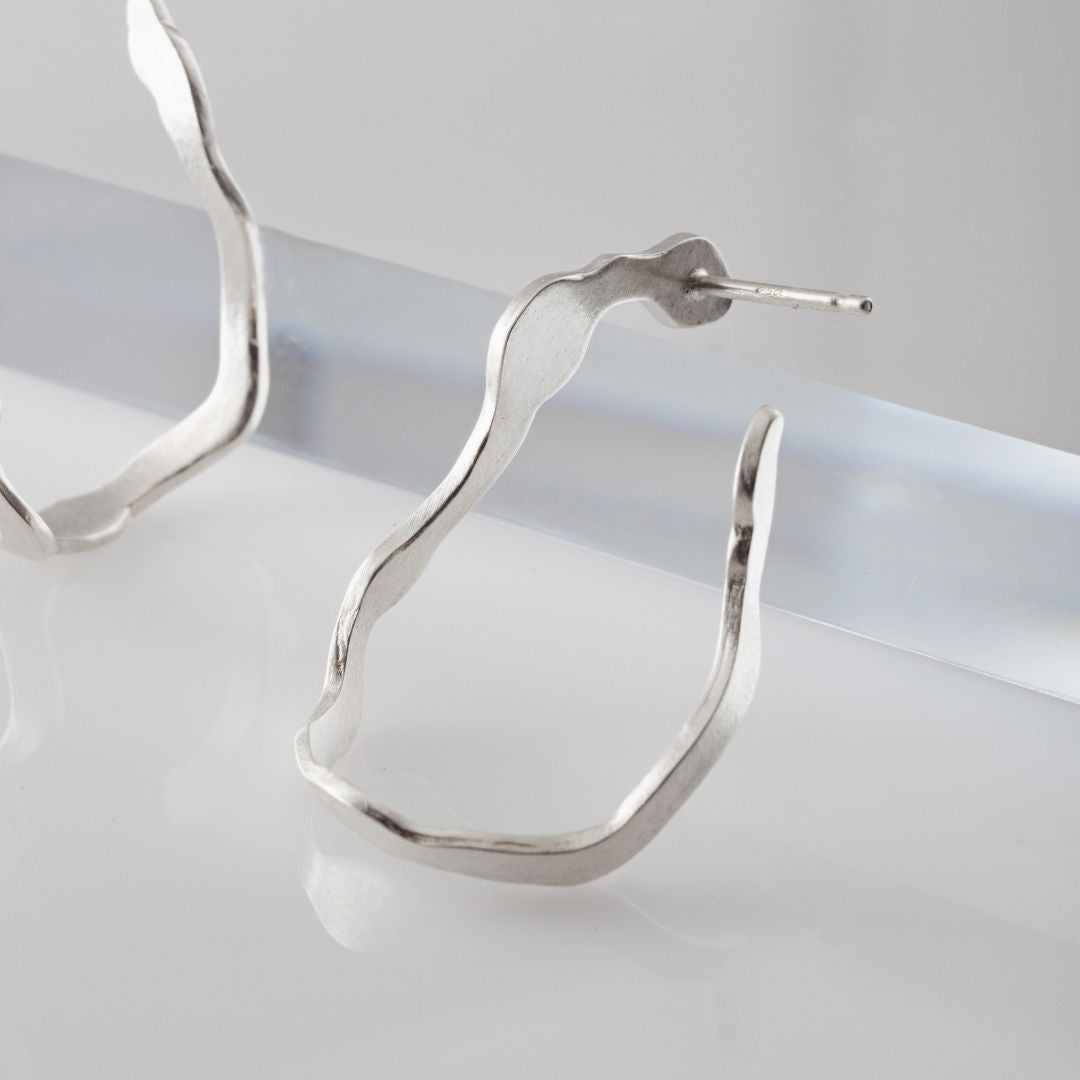 Dulse Earrings in Brushed Silver - Denisa Piatti Jewellery