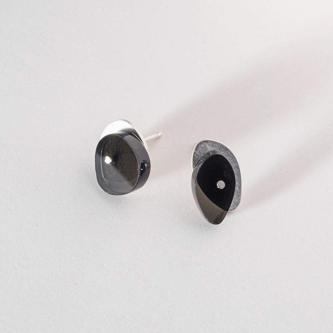 Mini Sea Oak Studs in Brushed Silver - Denisa Piatti Jewellery
