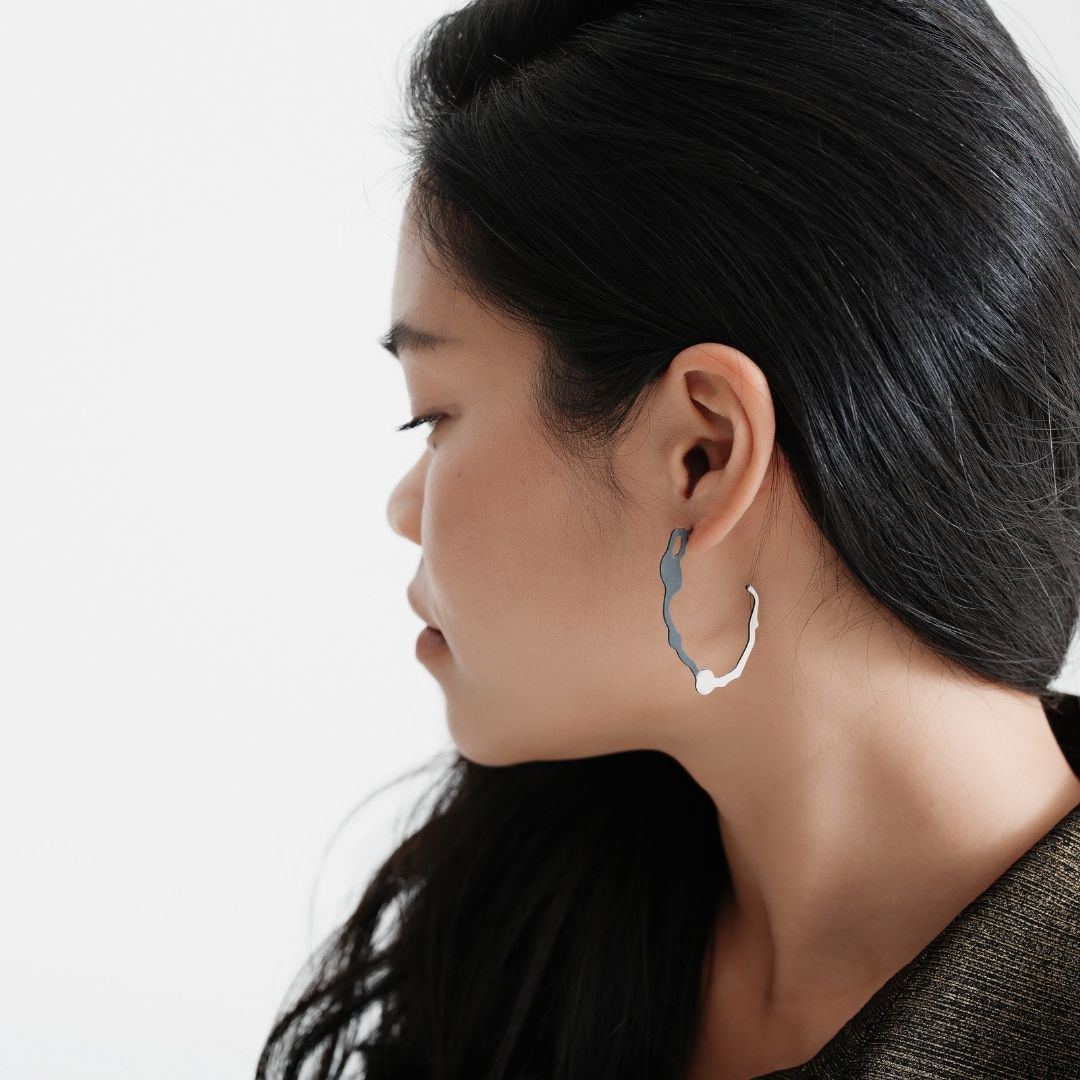 Dual Toned Oval Komu Hoops - Denisa Piatti Jewellery