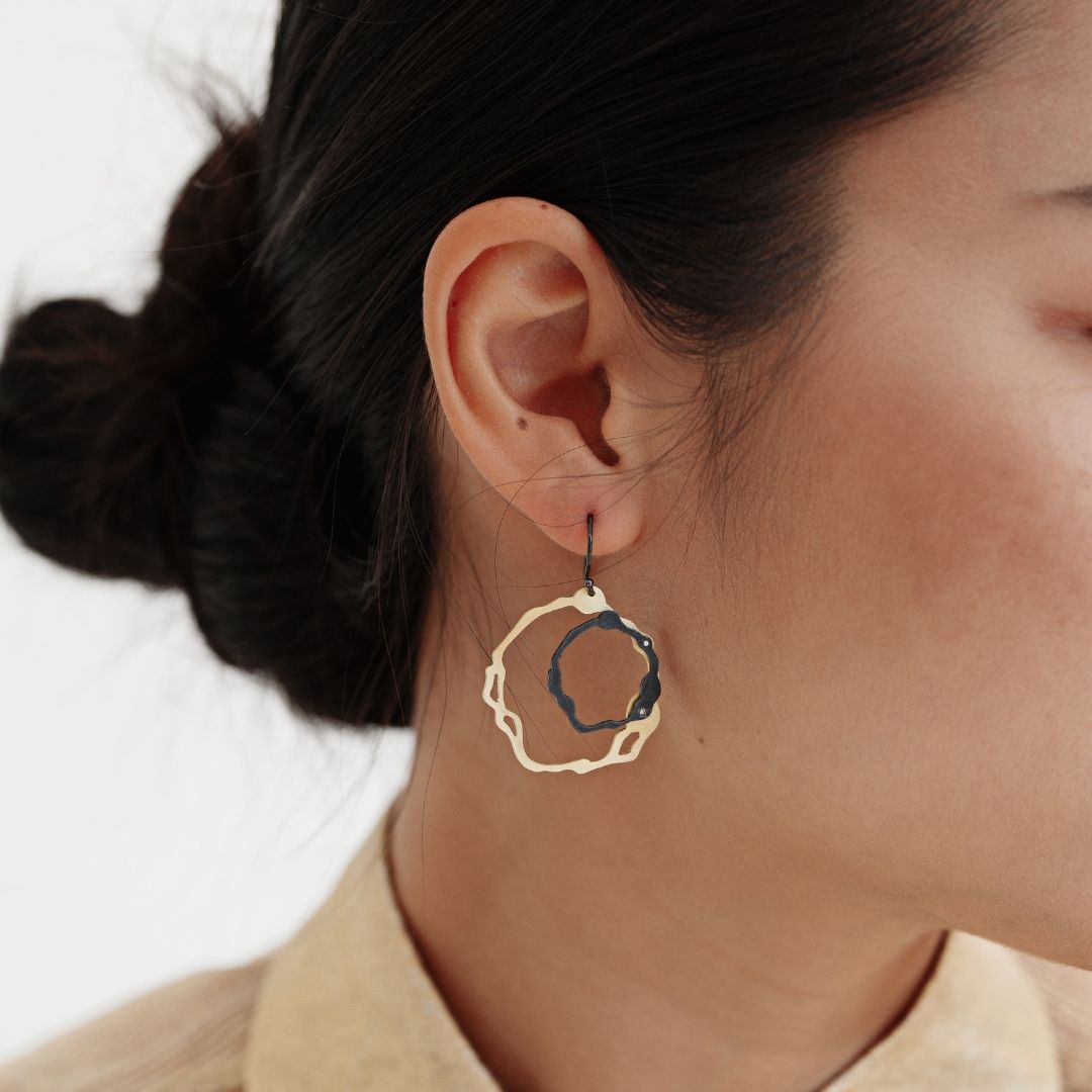Dual Toned Double Komu Earrings - Denisa Piatti Jewellery