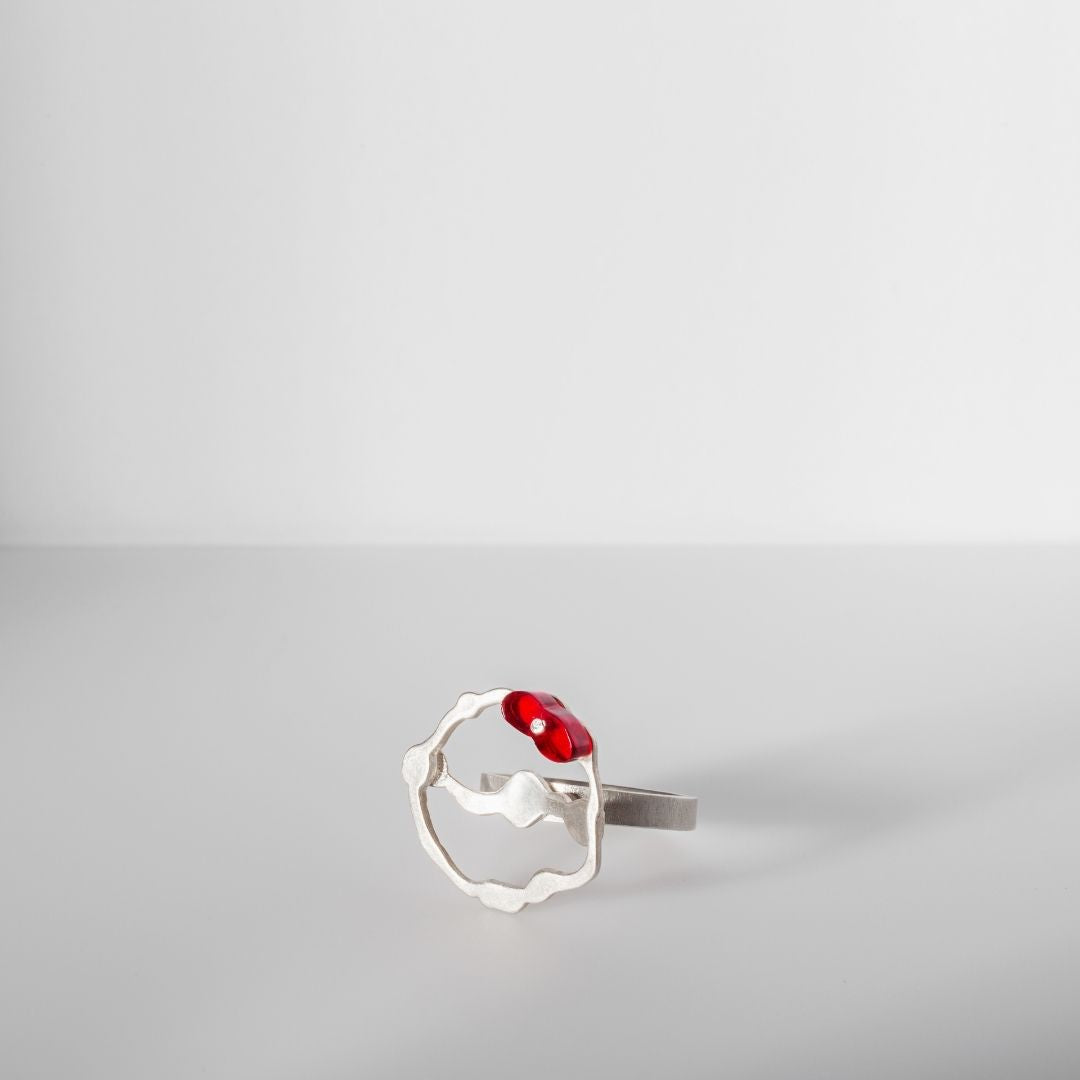 Cluster Seaweed Ring in Brushed Silver - Denisa Piatti Jewellery