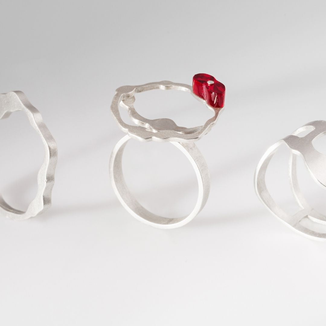 Cluster Seaweed Ring in Brushed Silver - Denisa Piatti Jewellery