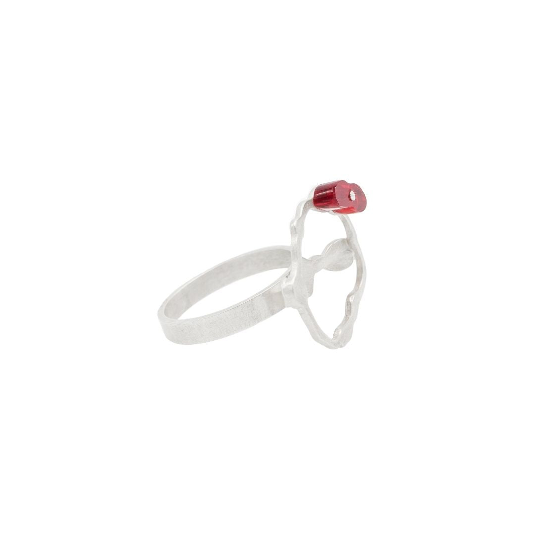 Cluster Seaweed Ring in Brushed Silver - Denisa Piatti Jewellery