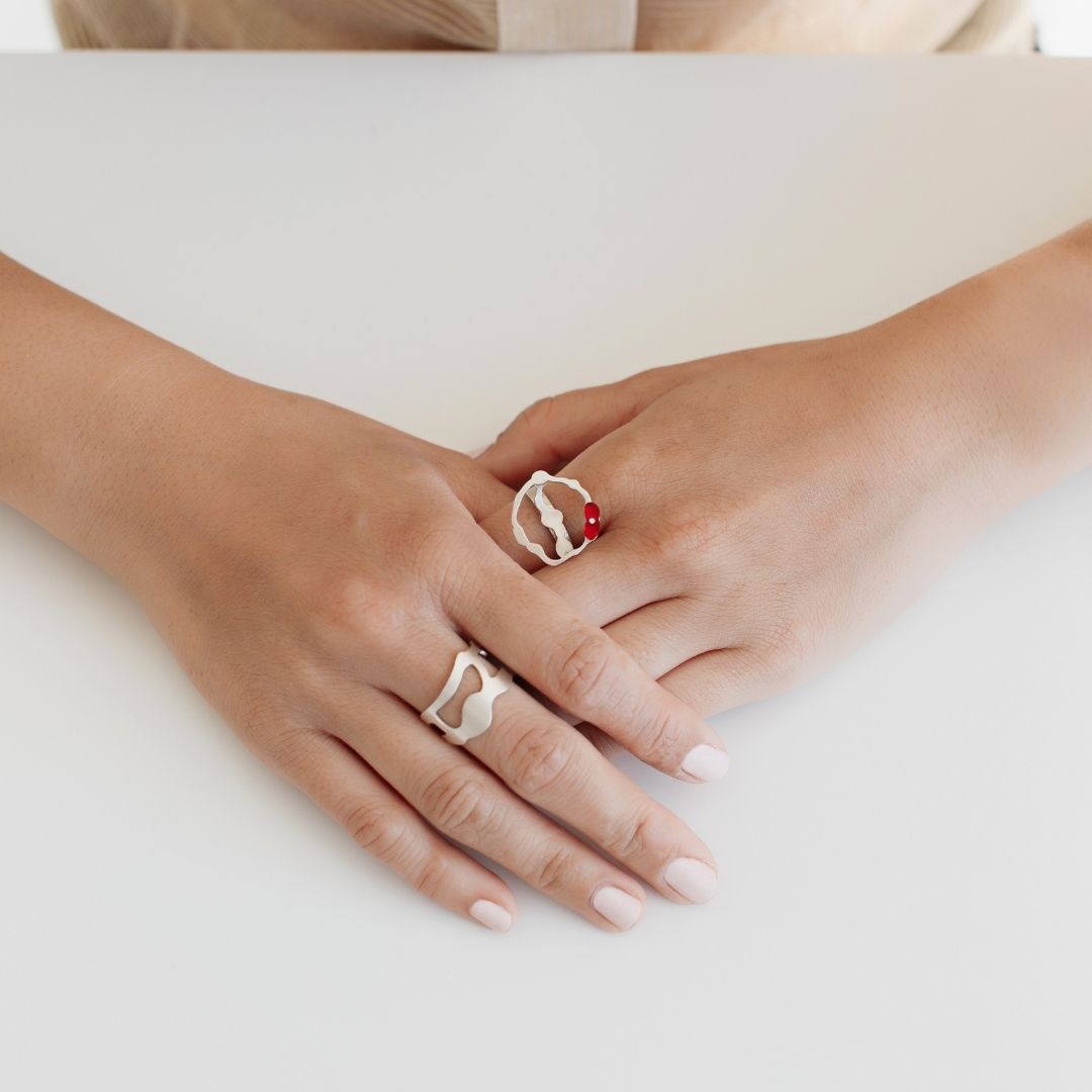 Cluster Seaweed Ring in Brushed Silver - Denisa Piatti Jewellery