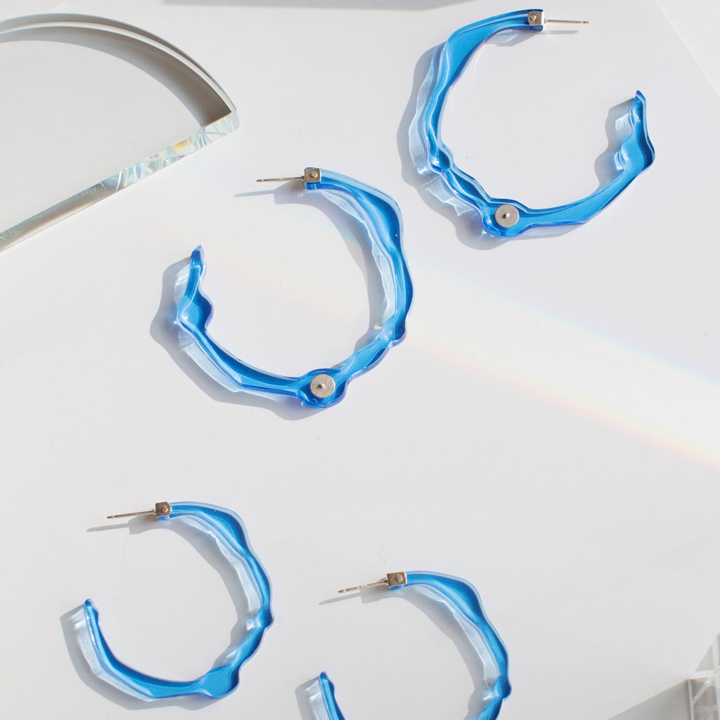 Large Ocean Blue Hoops - Denisa Piatti Jewellery