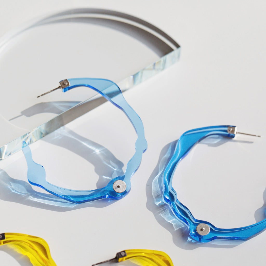 Large Ocean Blue Hoops - Denisa Piatti Jewellery