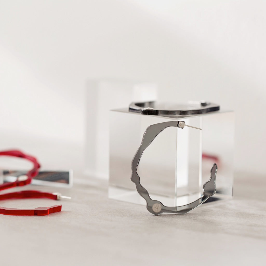 Large Twilight Grey Hoops - Denisa Piatti Jewellery