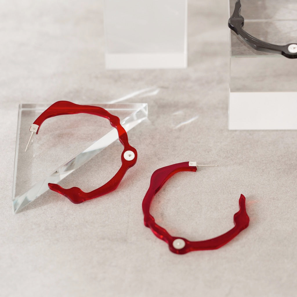 Large Velvet Red Hoops - Denisa Piatti Jewellery
