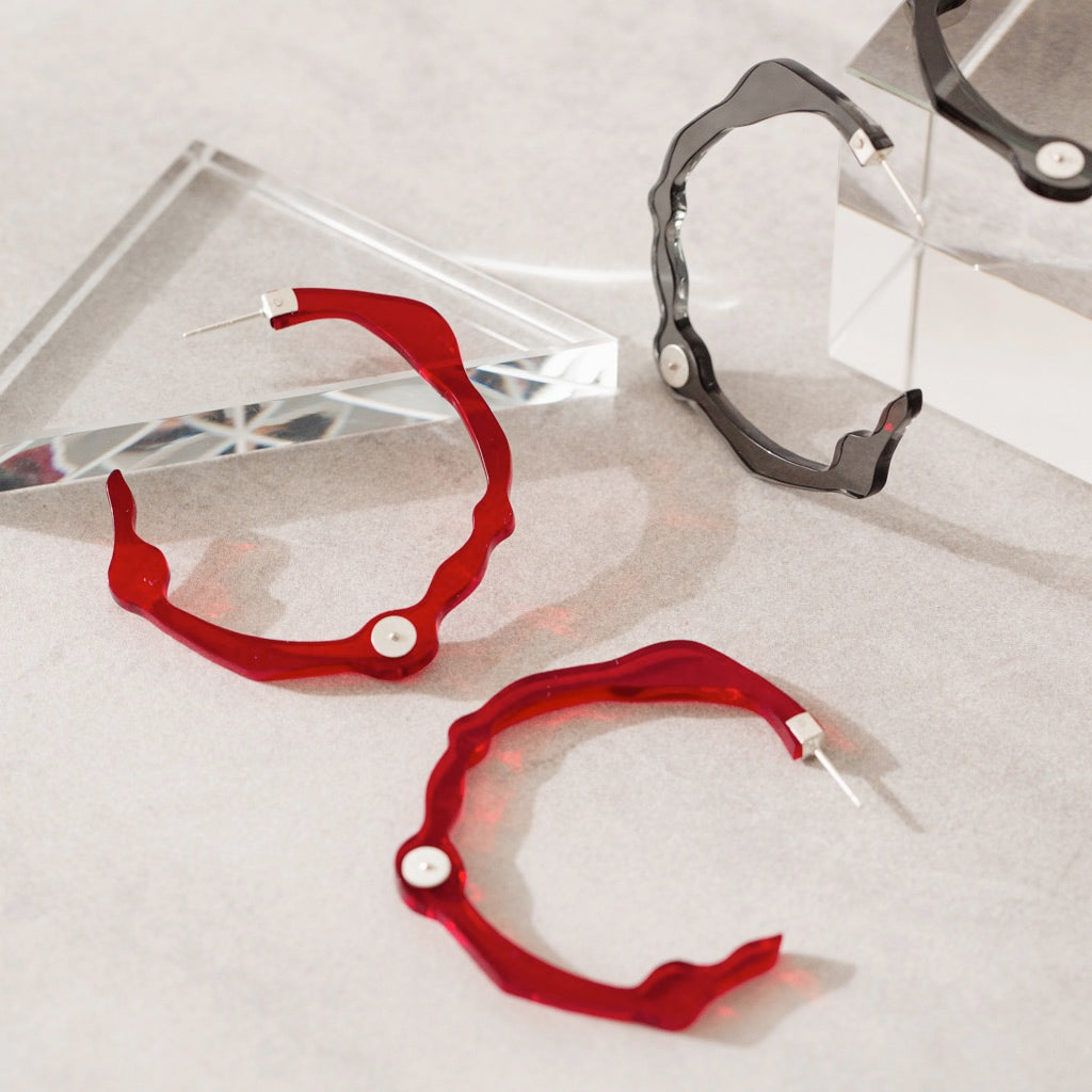 Large Velvet Red Hoops - Denisa Piatti Jewellery