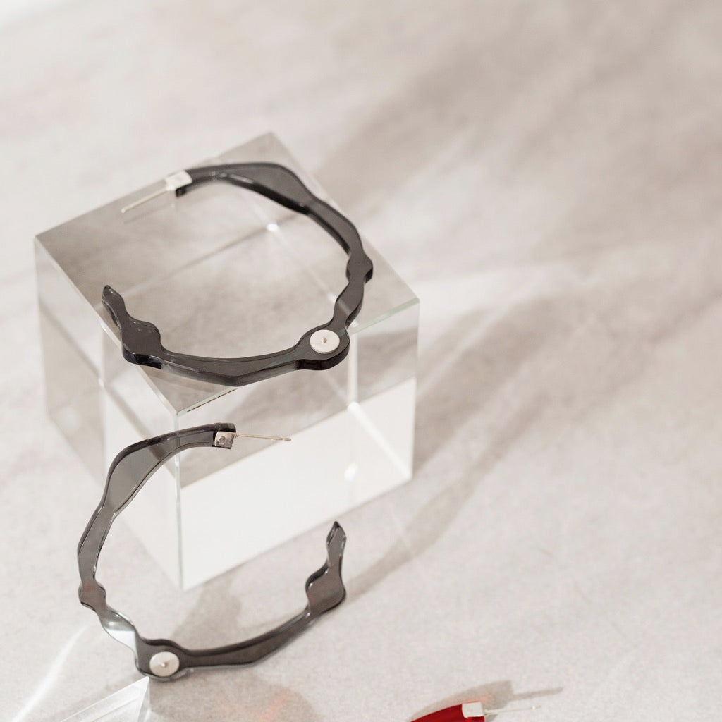 Large Twilight Grey Hoops - Denisa Piatti Jewellery