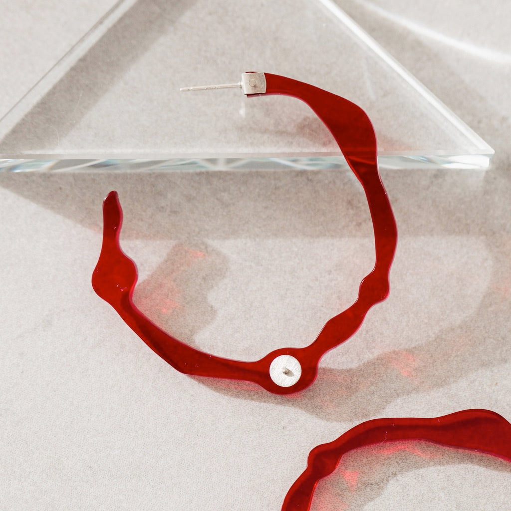 Large Velvet Red Hoops - Denisa Piatti Jewellery