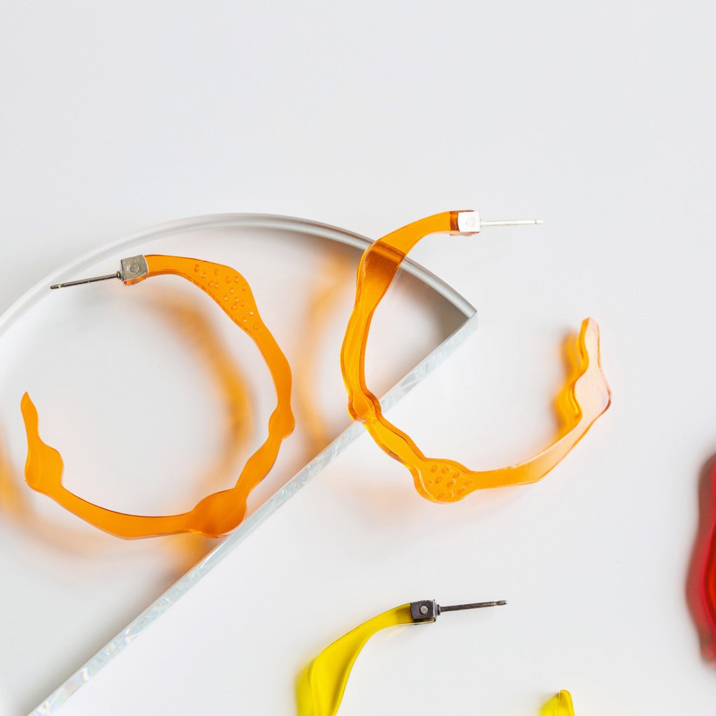 Small Fiery Orange Hoops - Denisa Piatti Jewellery