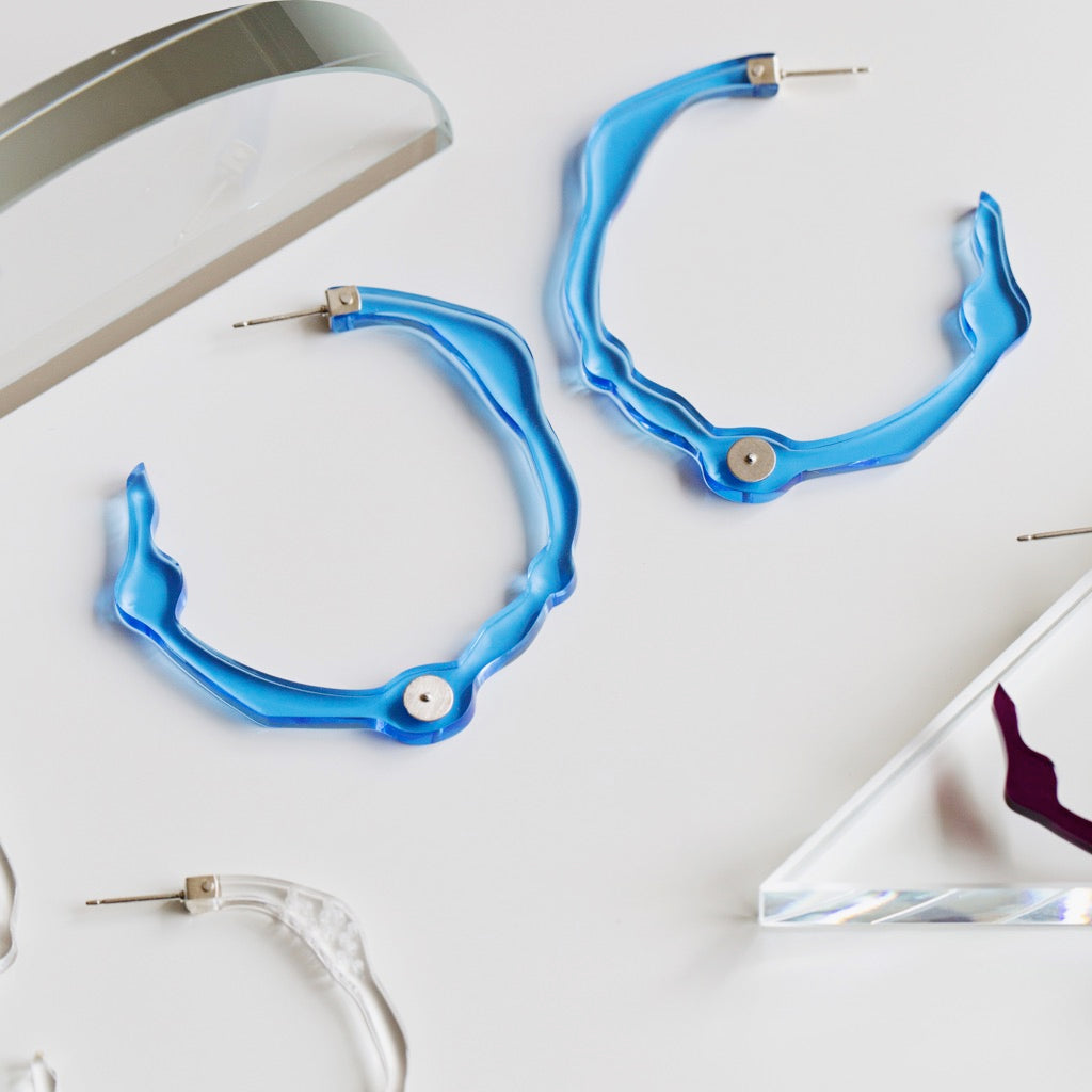 Large Ocean Blue Hoops - Denisa Piatti Jewellery